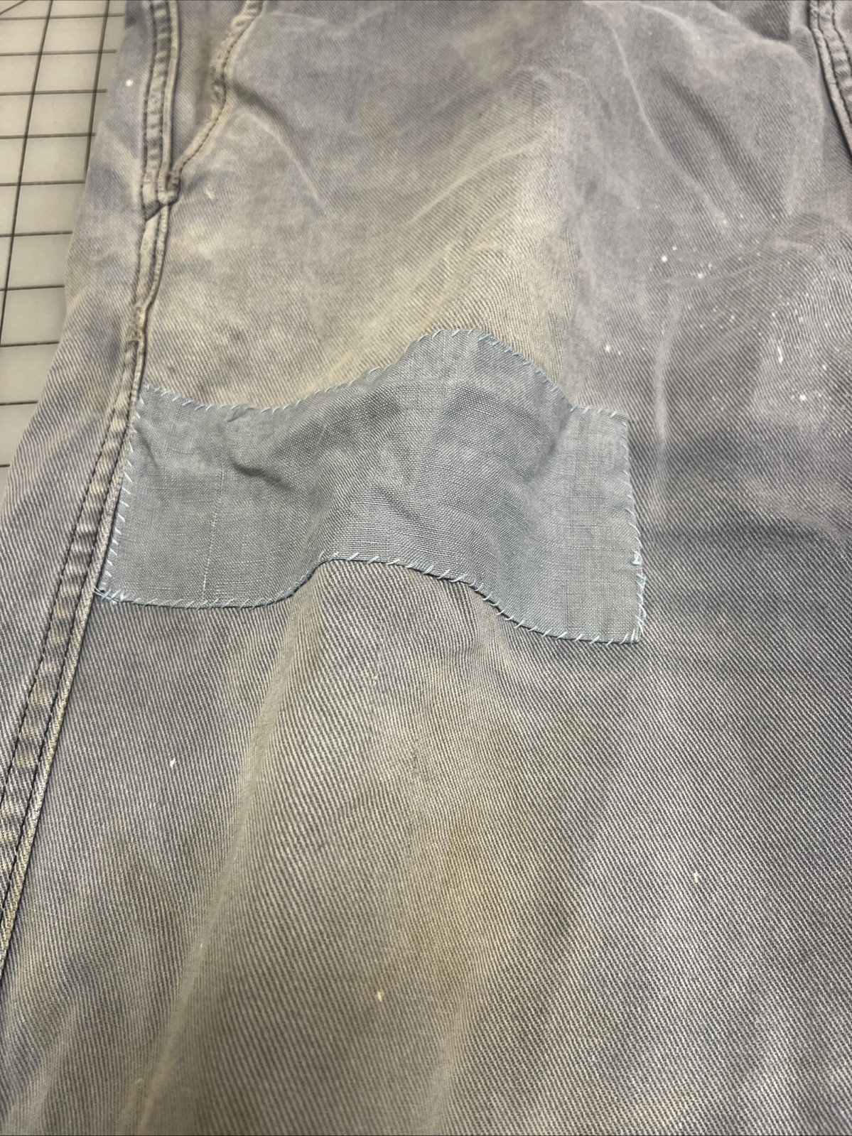 Repro 19th Century Men's 'Veteran' Condition Denim Fall-Front Trousers, SZ 42"