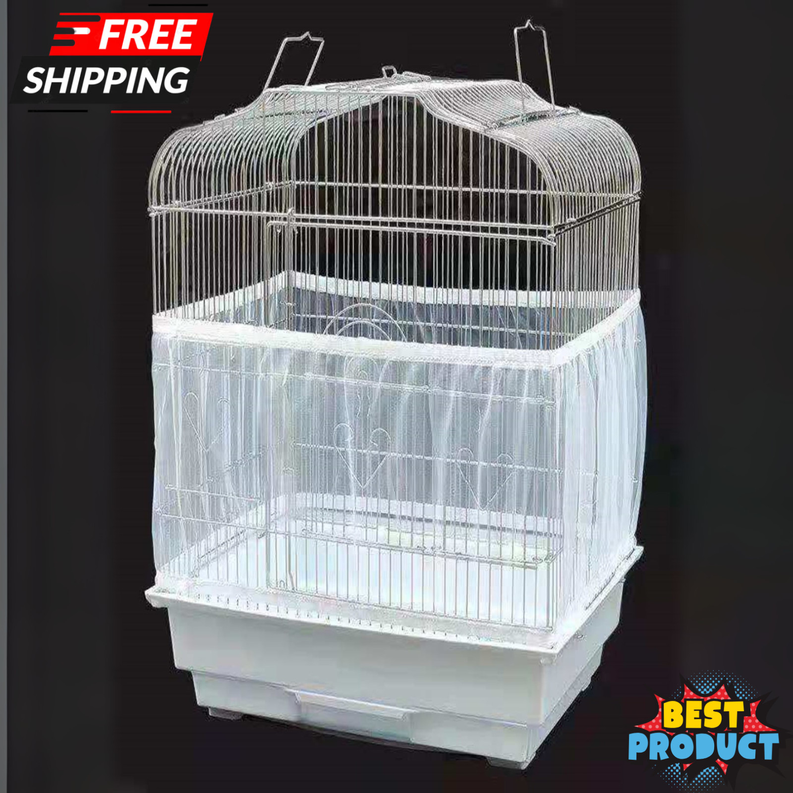 Bird Cage Cover Pocket Seed Catcher Skirt Guard Mesh Net Different Circumference