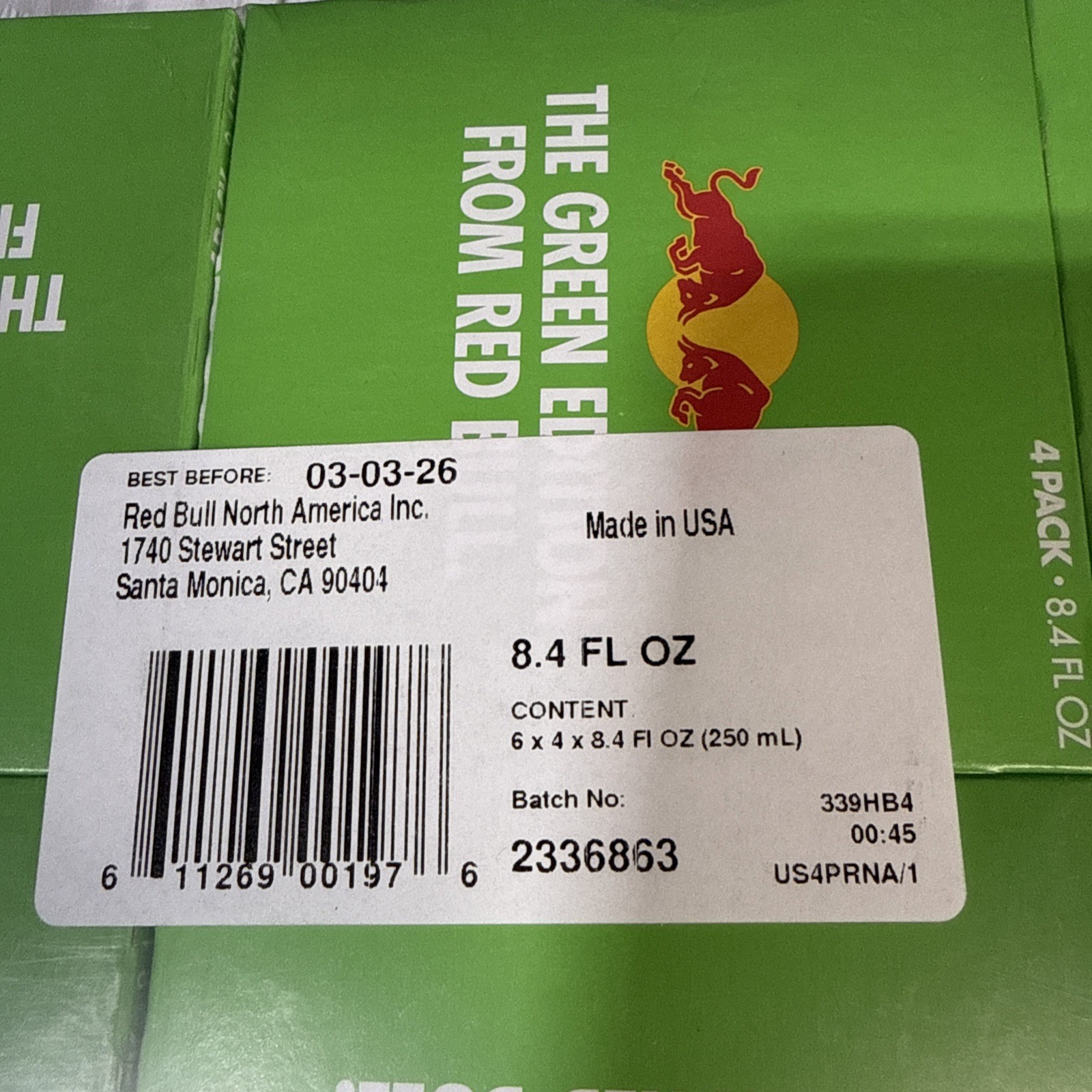 Red Bull Green Edition Energy Drink 8 oz., 6 Packs of 4 Cans (Pack of 24)