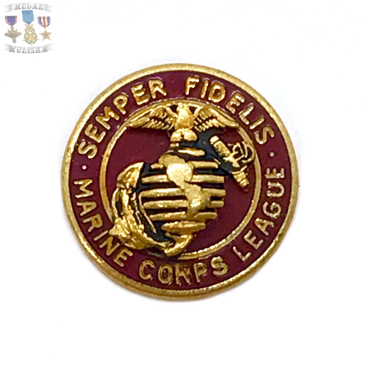 WWII MARINE CORPS LEAGUE SEMPER FIDELIS LAPEL PIN SCREW-BACK WW2