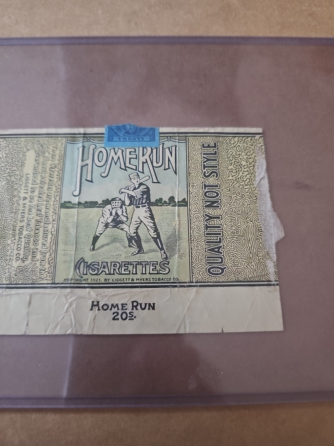 1940's Vintage "HOMERUN CIGARETTES" Empty Pack "Liggett & Myers - Baseball Theme