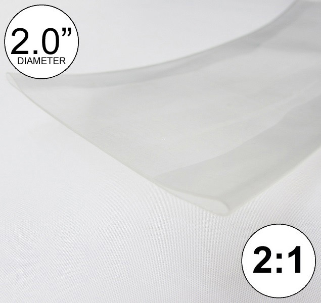 2" ID Clear Heat Shrink Tube 2:1 ratio 2.0" wrap (10 feet) inch/ft/to 50mm