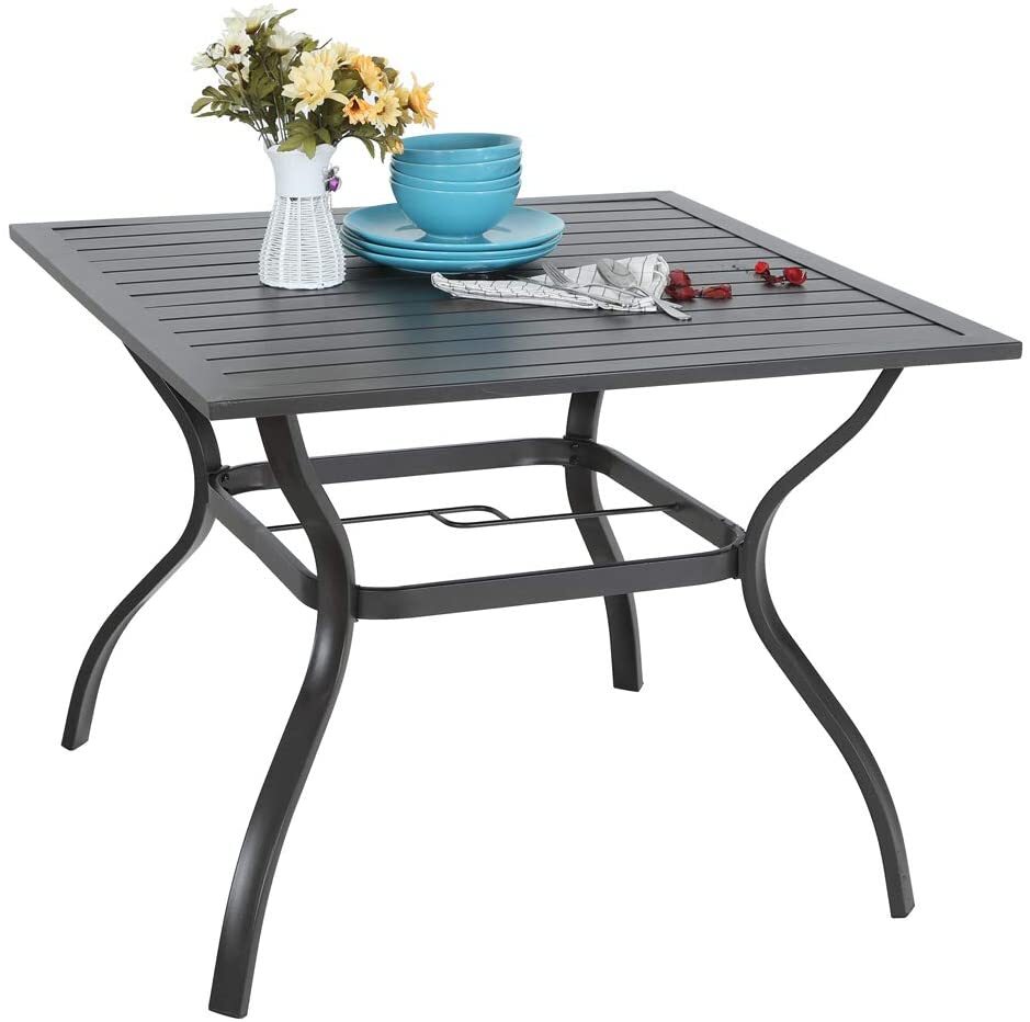 Outdoor Dining Table with Umbrella Hole Metal Patio Table 14 - Style