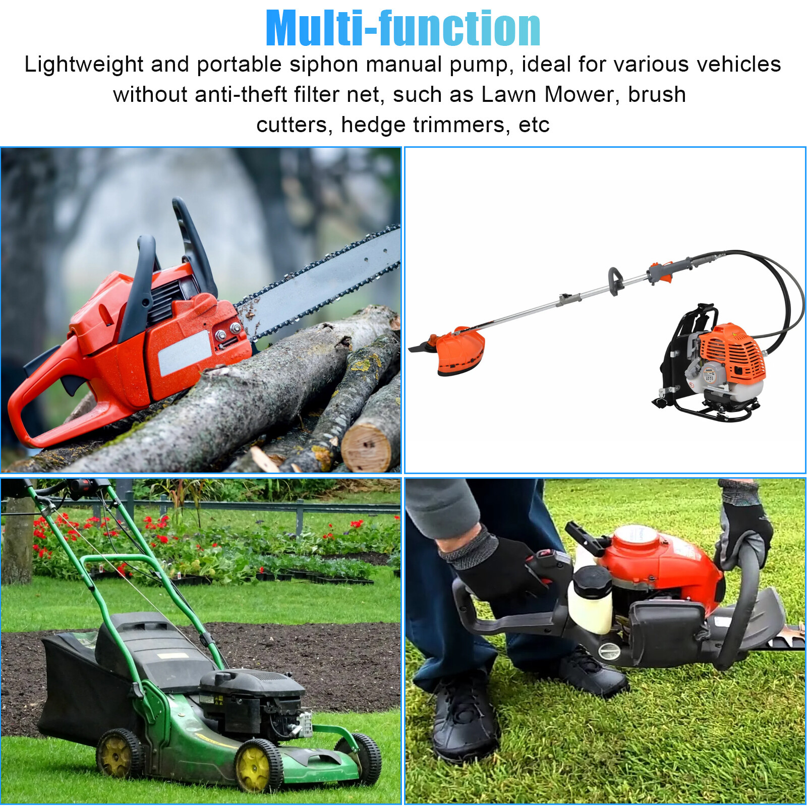 Portable Gas Transfer Siphon Pump Gasoline Hose Oil Water Fuel Petrol Hand Pump