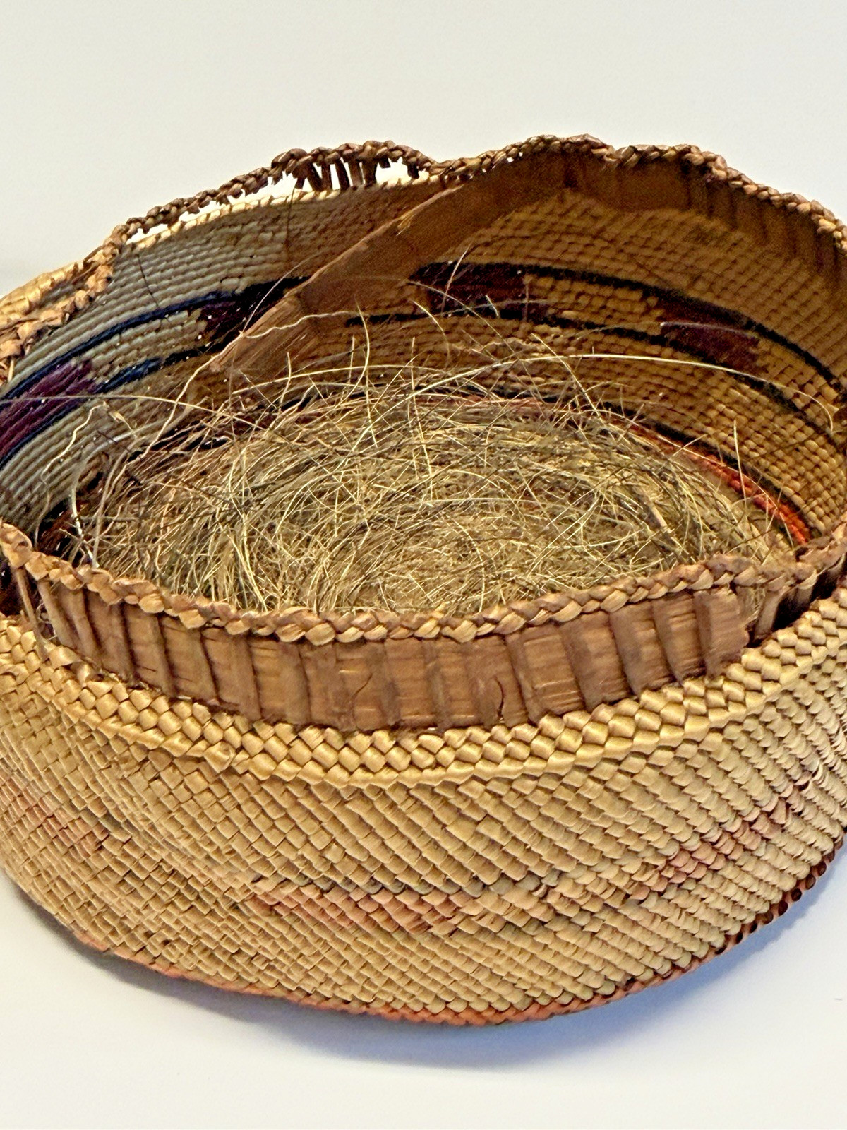 Antique Native American Indian Makah Lidded Woven Basket; Late 1890's; Lot #G7