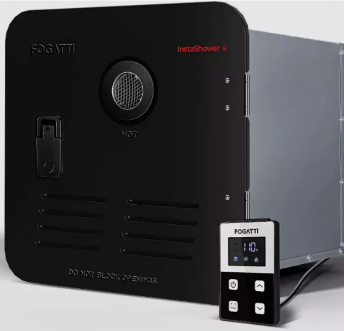 Used 2.5GPM RV Tankless Water Heater 48,000 BTU with 15x15 Black Door