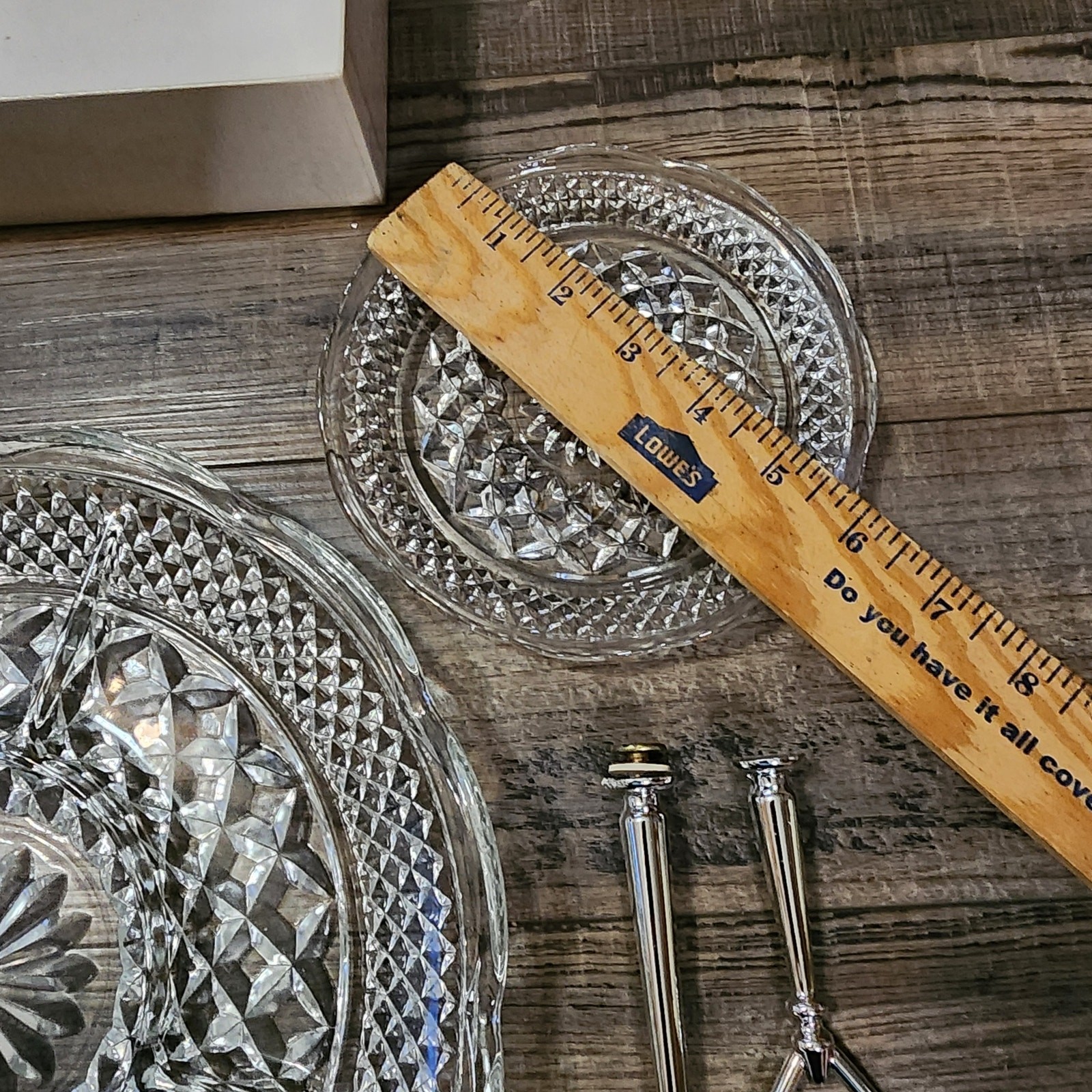 New VTG Wexford Anchor Hocking 2 Tier Glass Tid Bit Tray with Handle in Box W