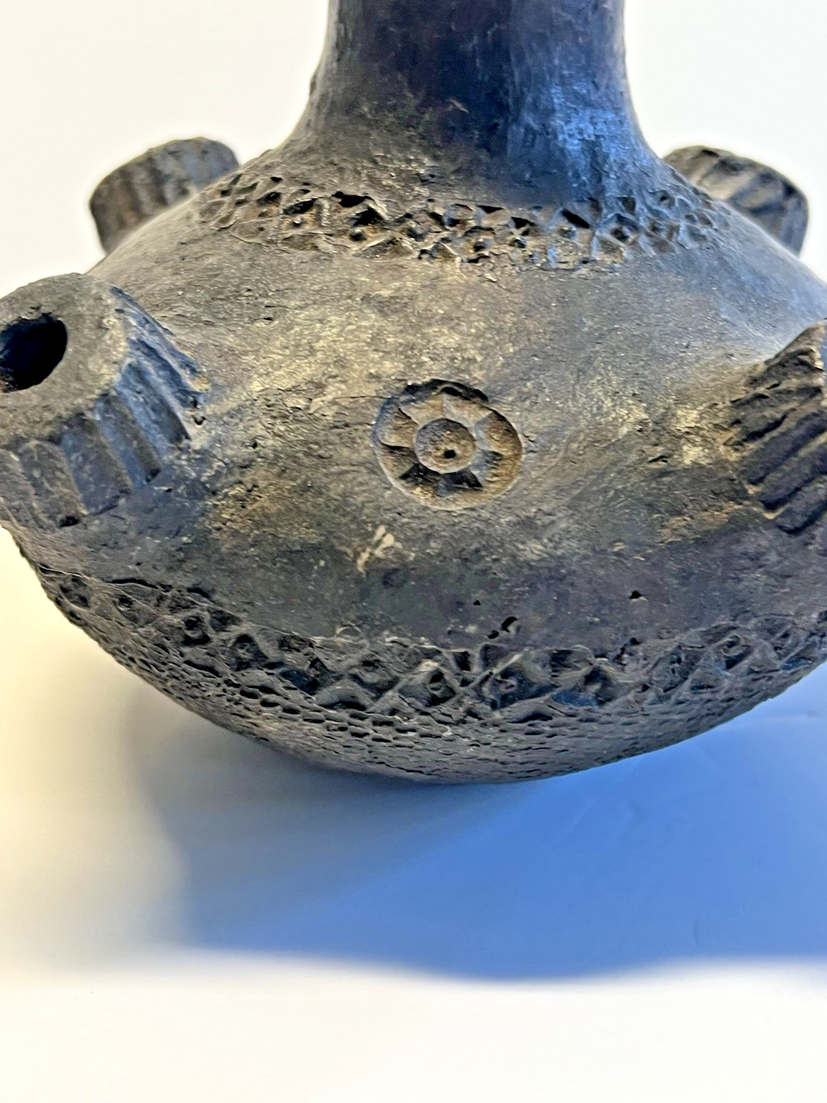 Antique Native American Indian Clay Pottery Sprouted Water Jug