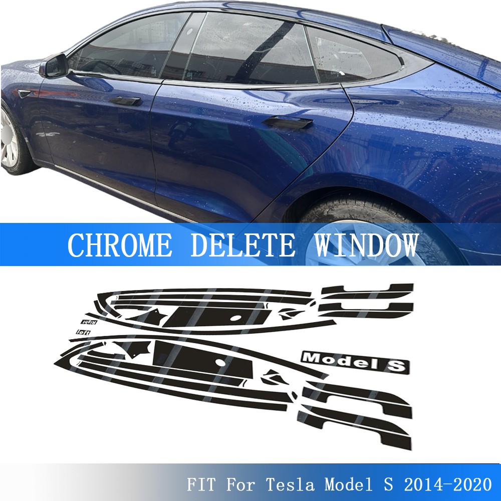 Glossy Black Chrome Delete Window Trims For Tesla Model S 2014-2020