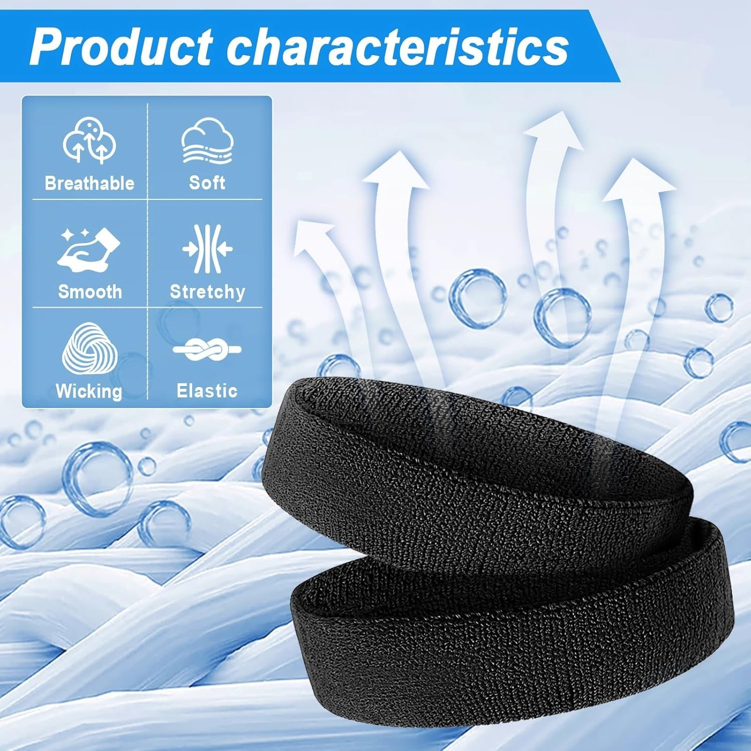 6pack Sports Headband Yoga Gym Sweatband Women Men Hair Bands Head Sweat Band