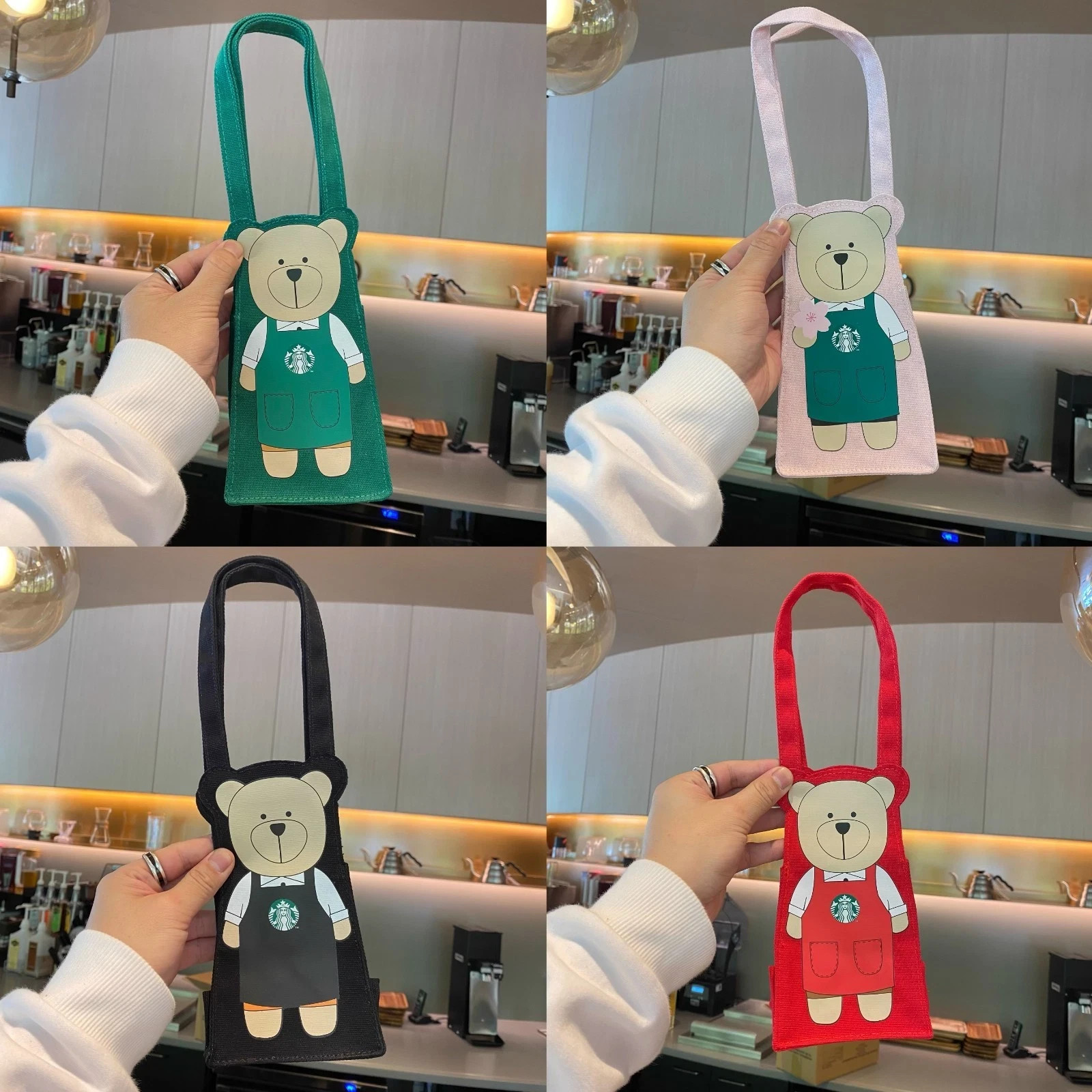 New Starbucks Green/Red/Black/Pink Carry Bag