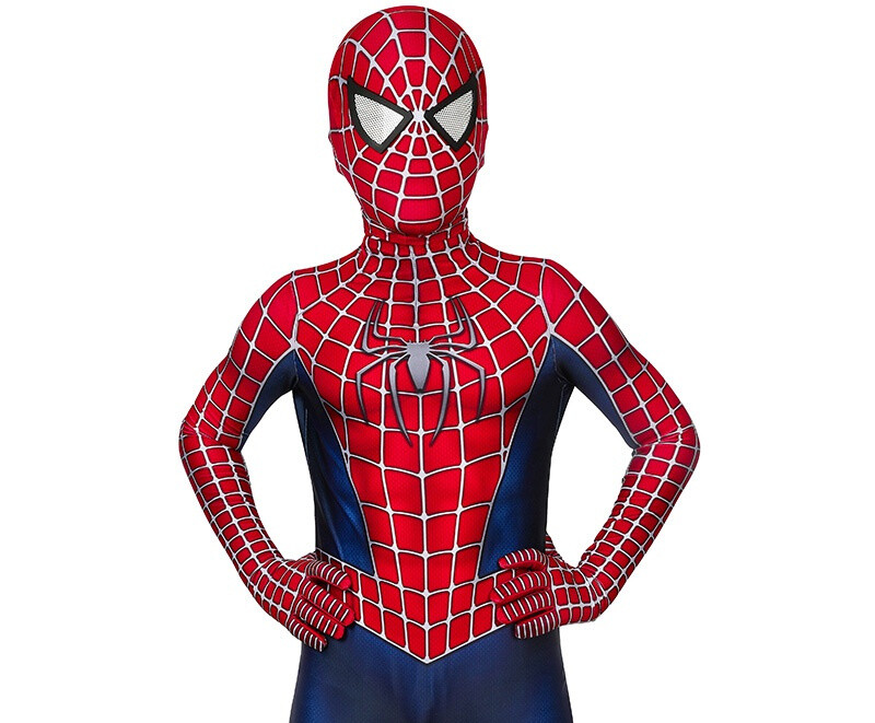 Spider-Man Tobey Maguire Costume Kids Boys Cosplay Jumpsuit + Mask