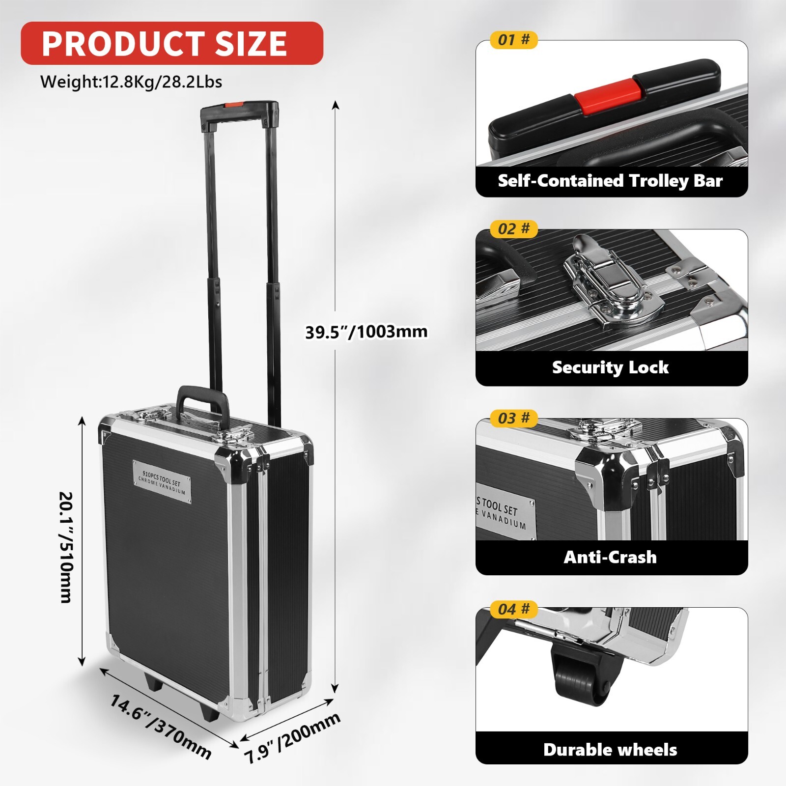 910 Piece Mechanics Tool Set Metric Socket Wrench Set Repair Tool Kit with Case