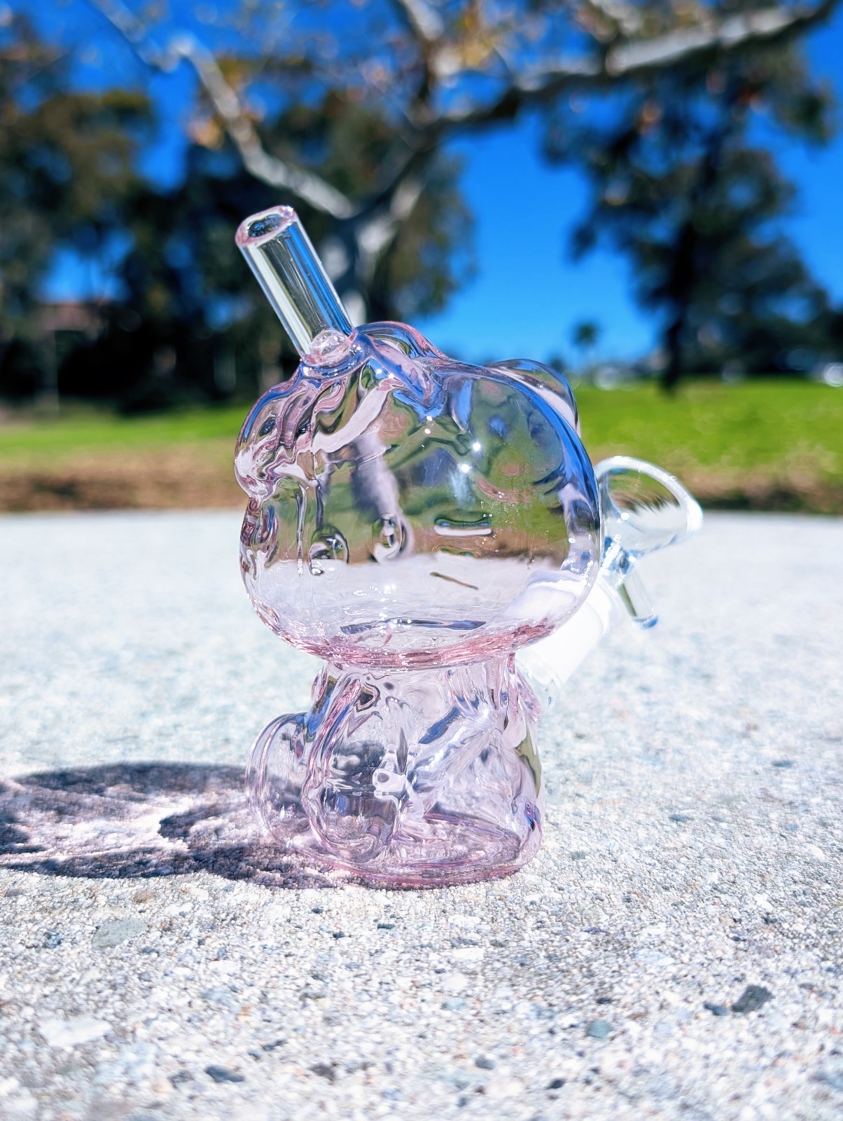 4.5 Inch Cute Pink Kitty Glass Bong Quality Tobacco Smoking Water Pipe Hookah