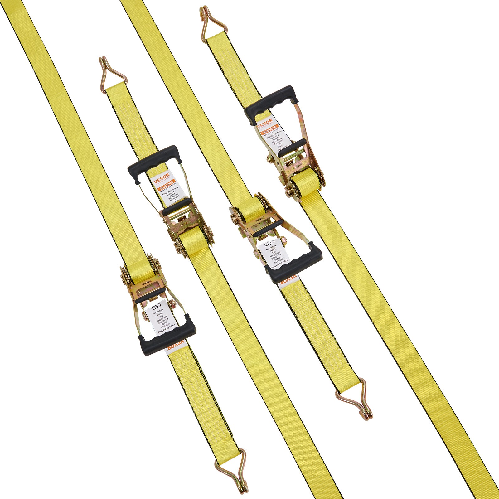 VEVOR 4 Pack Ratchet Tie Down Straps 5000 lbs 2" x 15' Heavy Duty Double J Hook