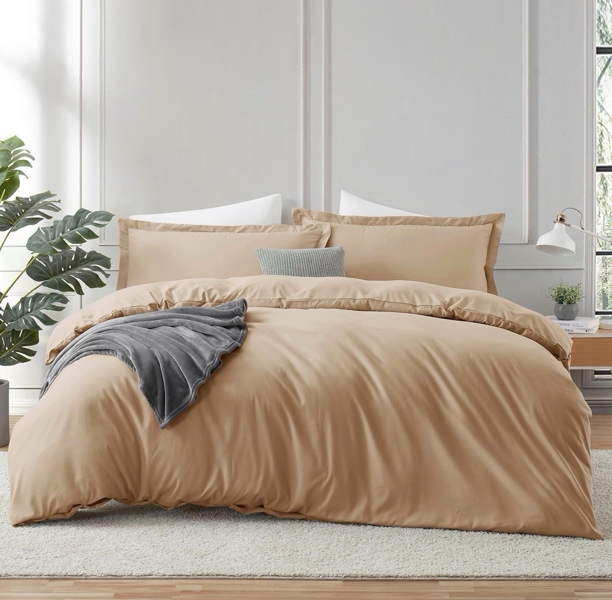 Mocha Brown Duvet Cover  | Queen Size - 90” x 90” |  3 Piece Bedding Set