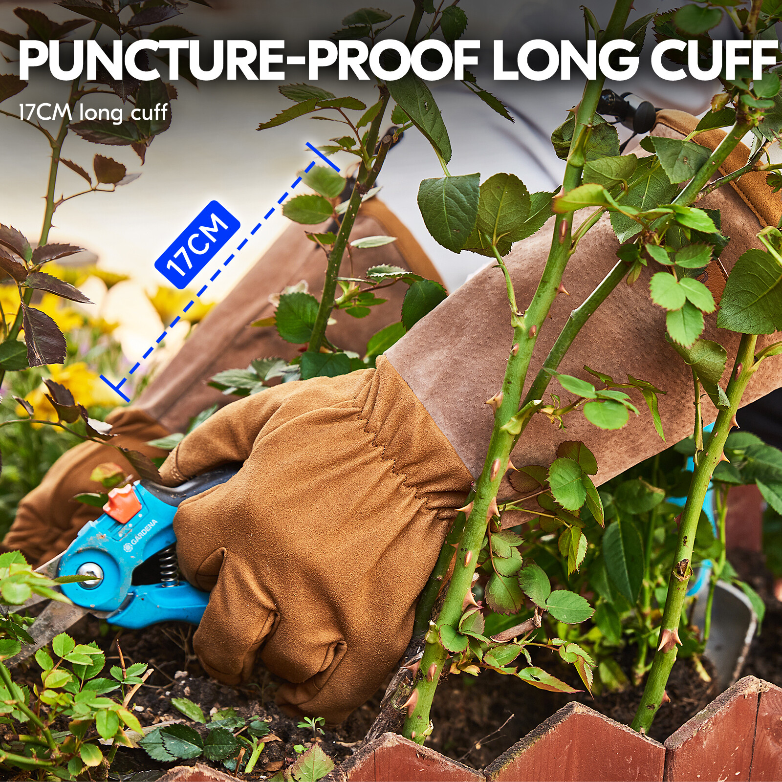 Vgo 1Pair Long Cuff Rose Pruning Thorn Proof Garden Gloves, Work Gloves(SL6592)