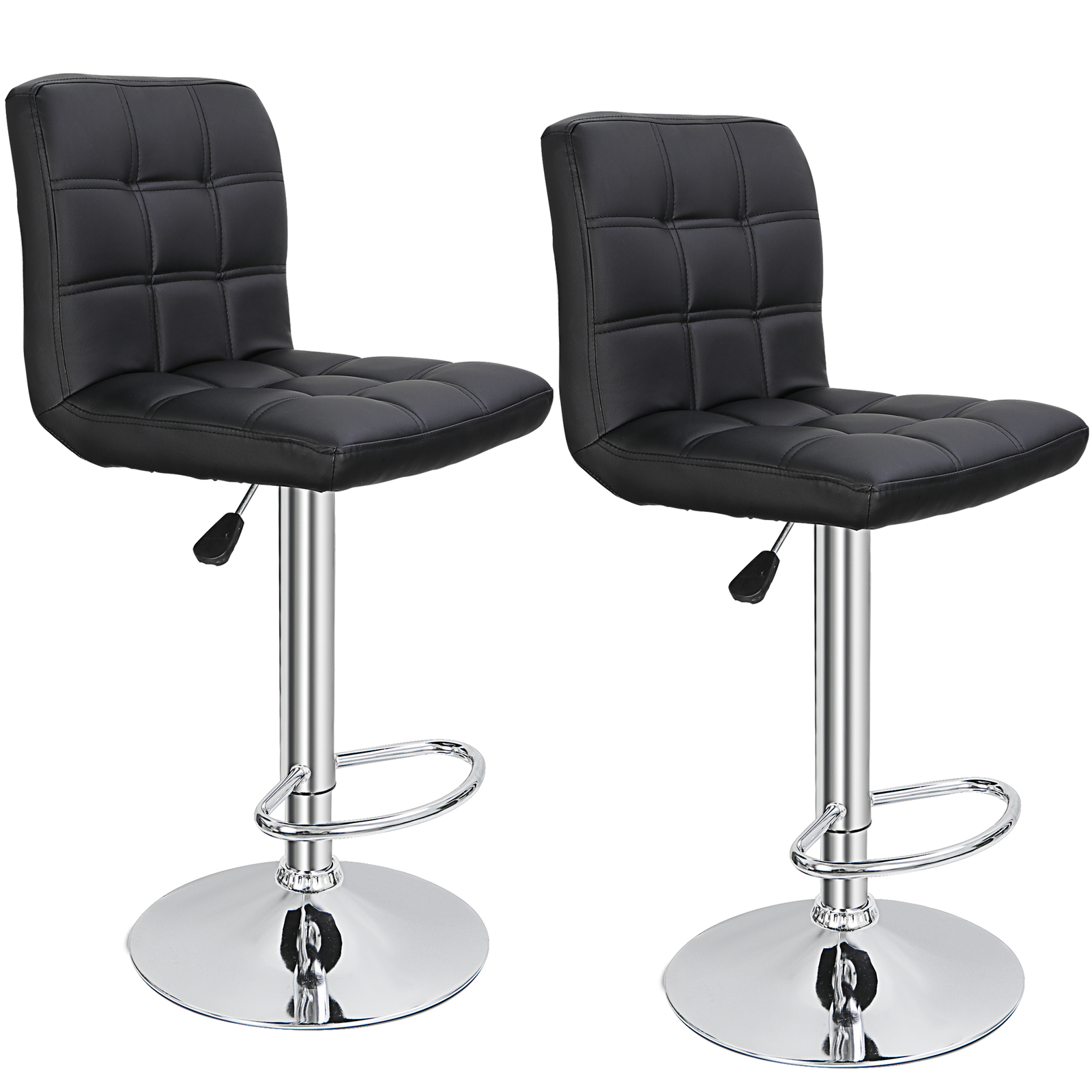 Set of 4 Black Adjustable Modern Swivel Bar Stools Dining Chair Counter Height