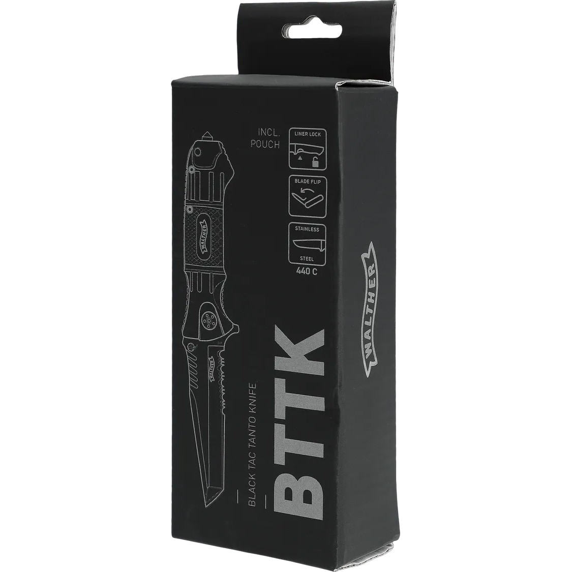 Walther BTTK Black Tac Tanto Folding Knife 4" 440 SS Partial Serrated 5.071