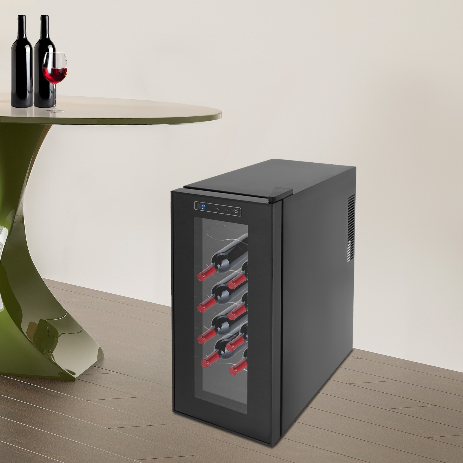 Wine Fridge 12-bottle Champagne Wine Fridge Bars Wine Cooler Refrigerator Black