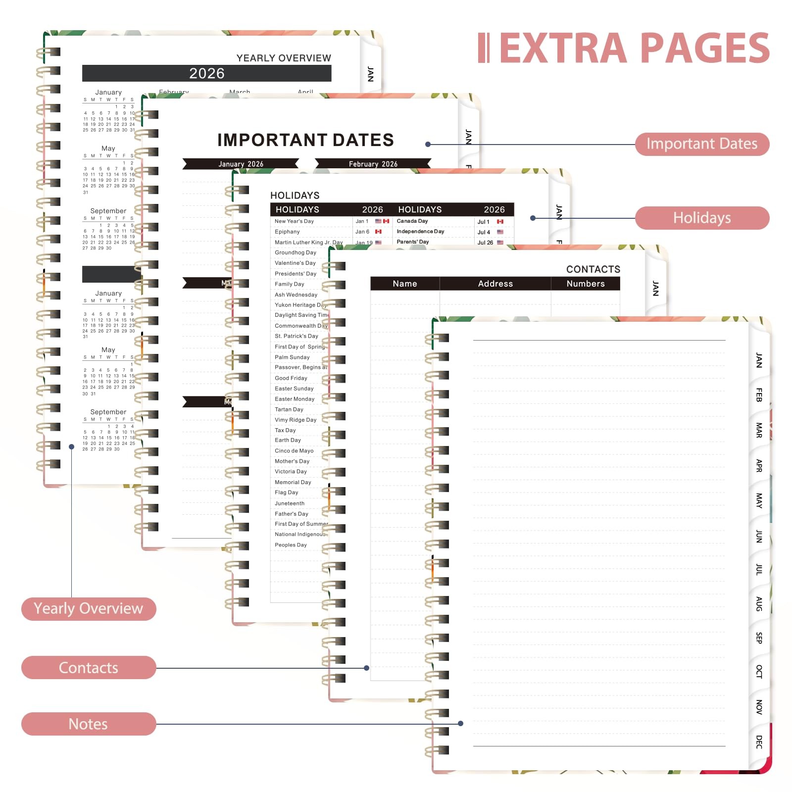 2026 Planner, Weekly and Monthly Calendar Planner Agenda, Jan 2026 - Dec 2026,