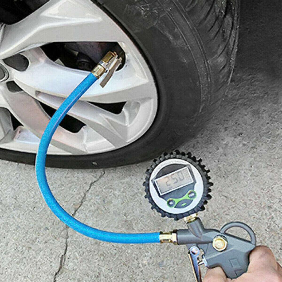Digital Air Tire Inflator with Pressure Gauge 250PSI Chuck for TrucK/Car/Bike US