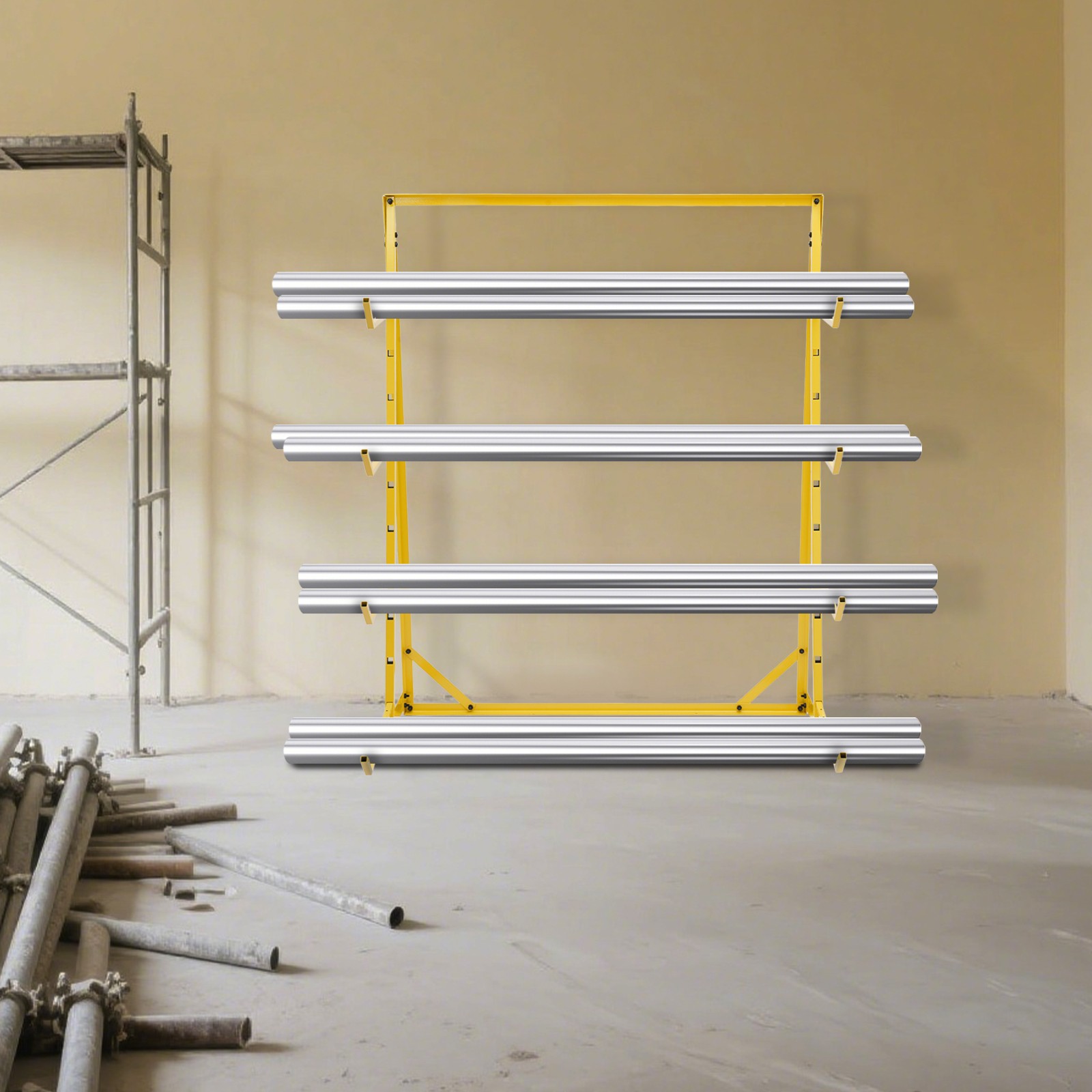 4 Tier Steel Horizontal Lumber Storage Rack Adjustable Storage Cantilever Rack