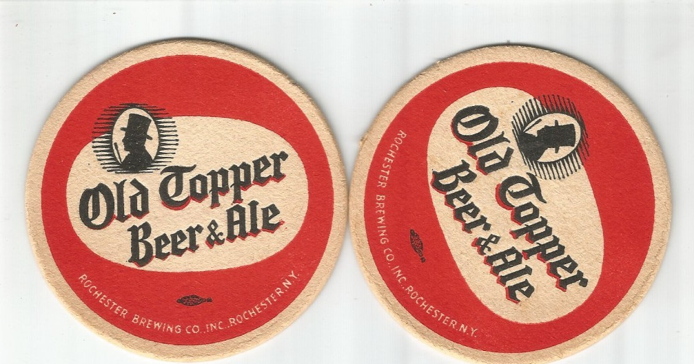 Pair of 1950's Old topper Beer & Ale coasters by Rochester of Rochester, NY  3"