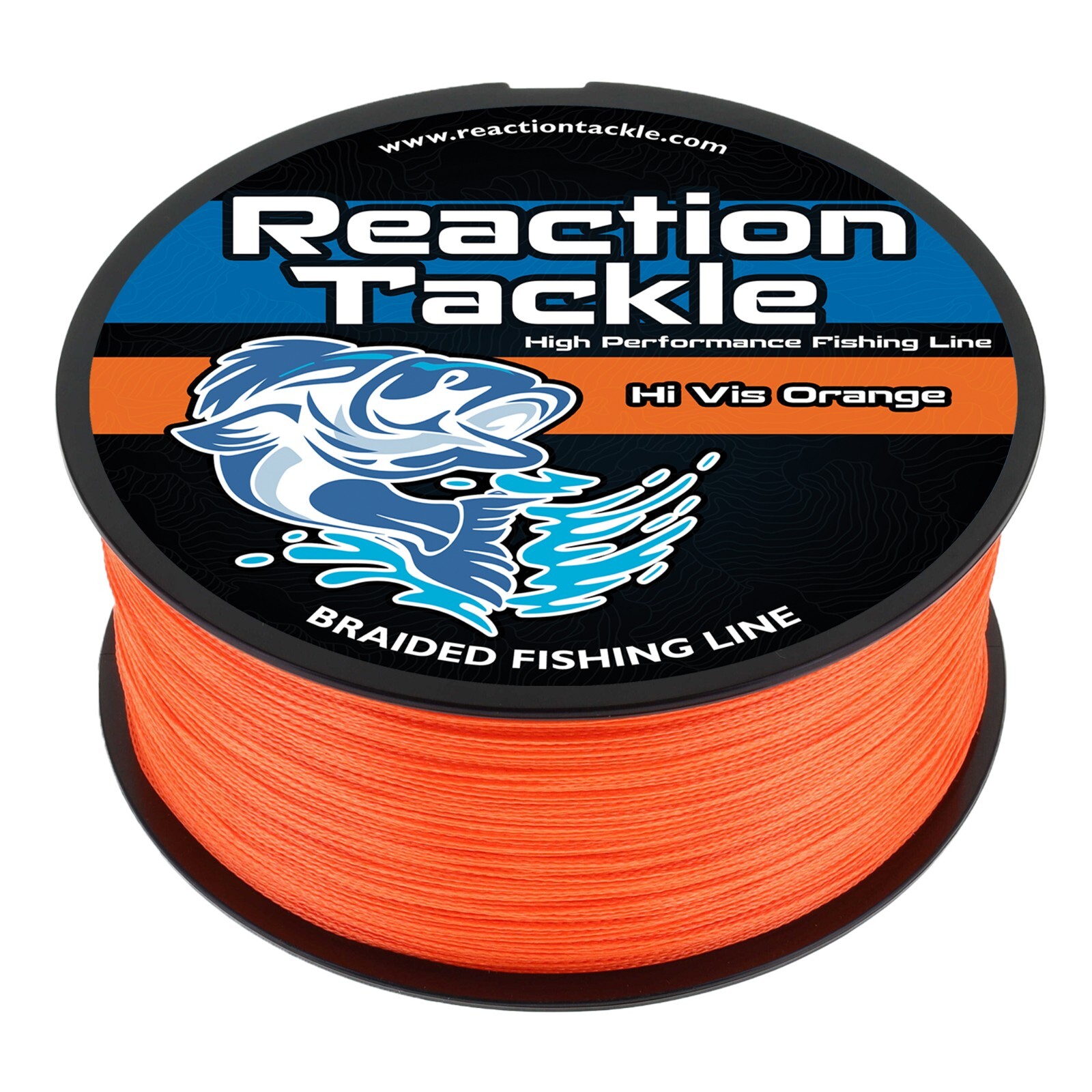 Reaction Tackle Braided Fishing Line / Braid - Hi Vis Orange- 4 and 8 Strands
