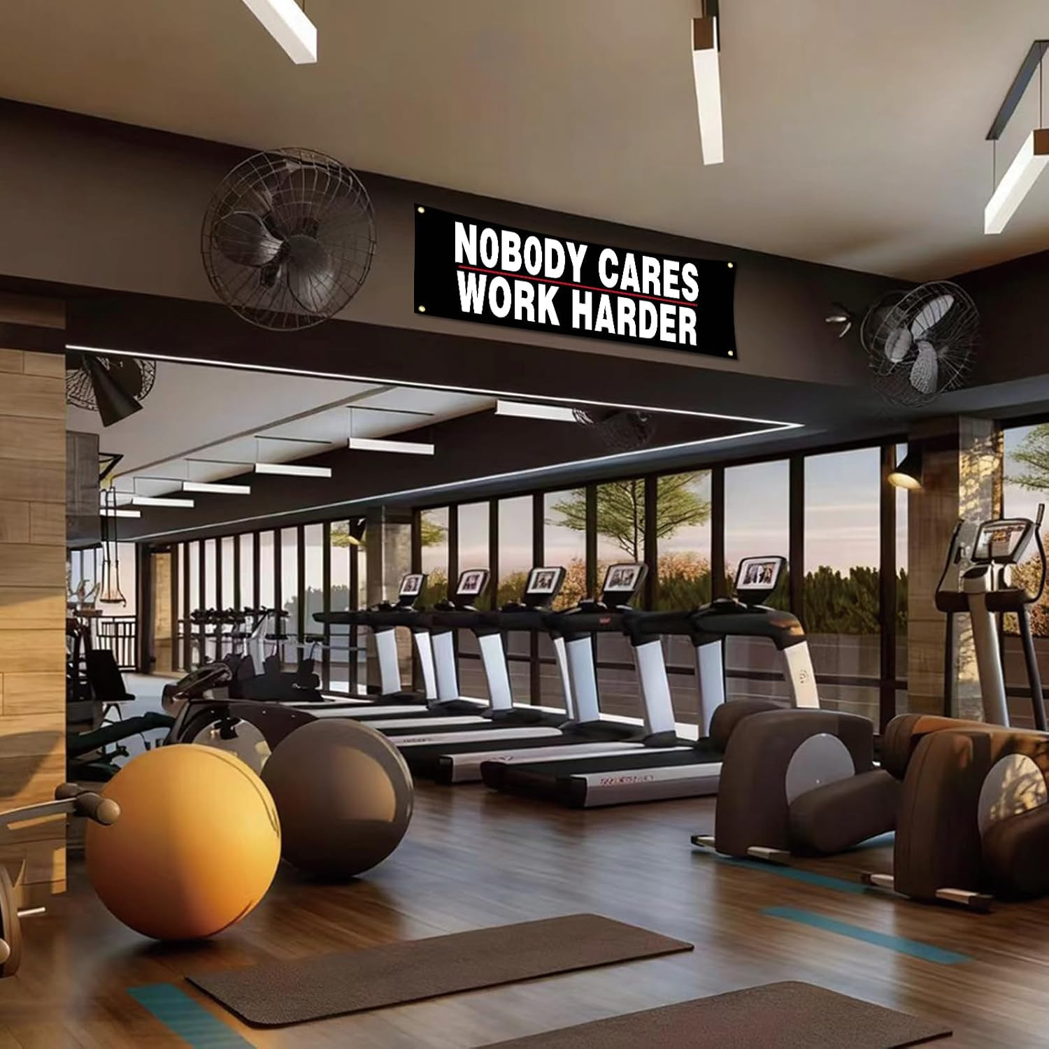 Motivational Gym Banner - "Work Harder" Fitness Wall Art for Home & Office