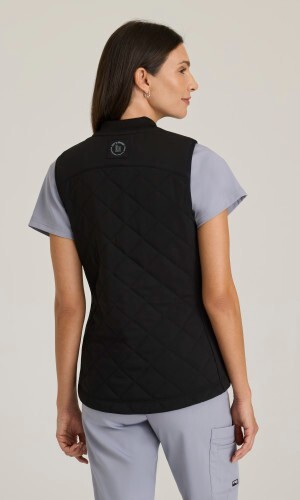 GREYS ANANOMY SPANDEX STRETCH BLACK WOMEN SCRUB VEST WITH ZIPPER # GRSV845, NWT