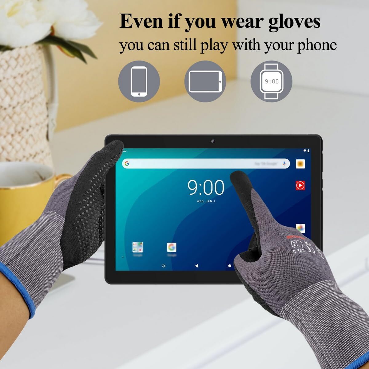 Gasoline Safety Work Gloves Extra Micro-Foam Nitrile Coated-12 Pairs / Dots