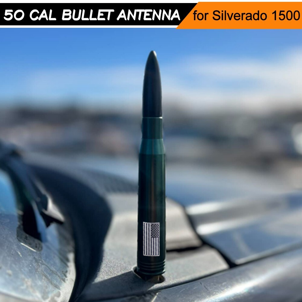 FLAG BULLET ANTENNA 50 CAL for CHEVROLET SILVERADO 1500/2500/3500/GMC SIERRA USA