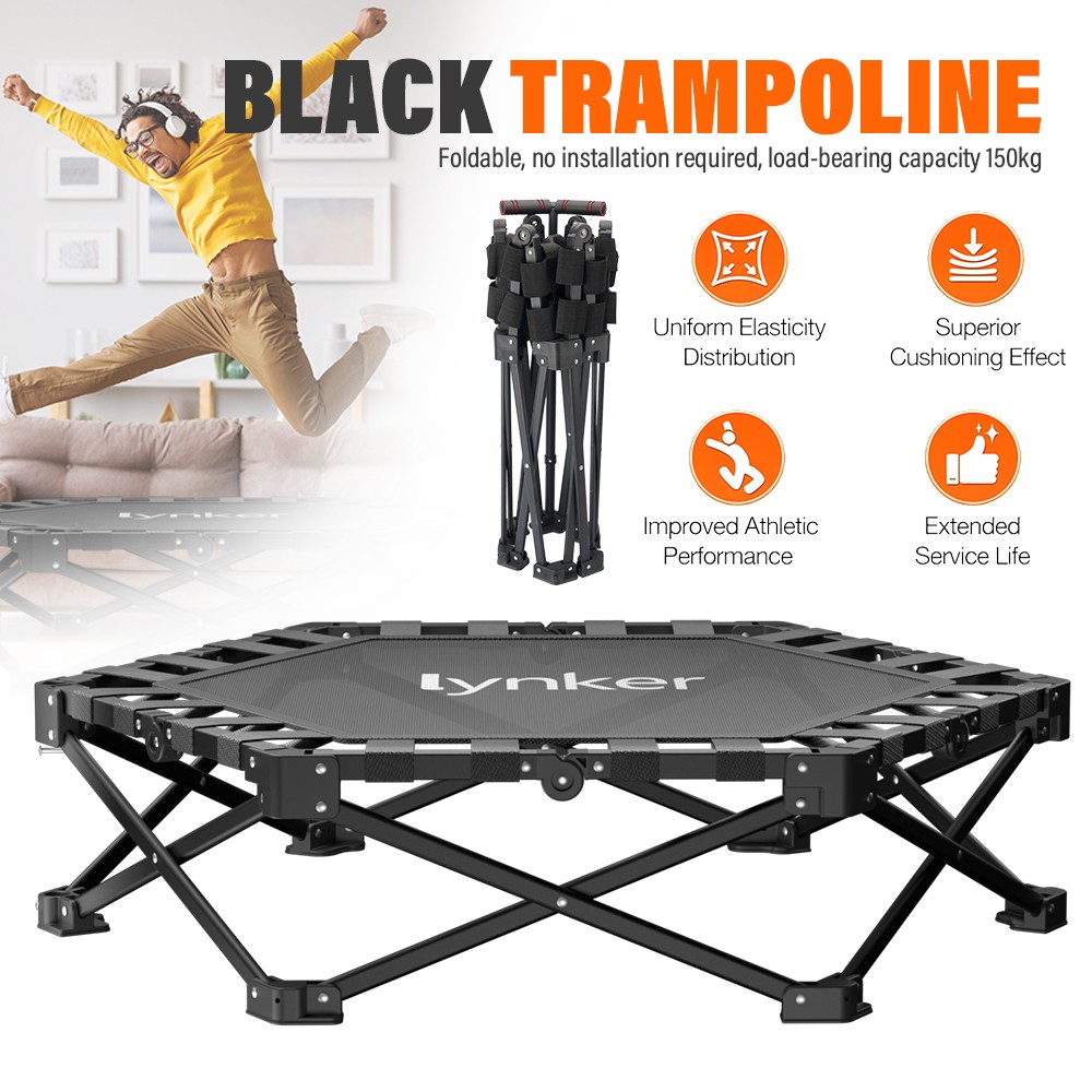 40" Foldable Trampoline for Adults Exercise Rebounder w/Adjustable Handle Bar