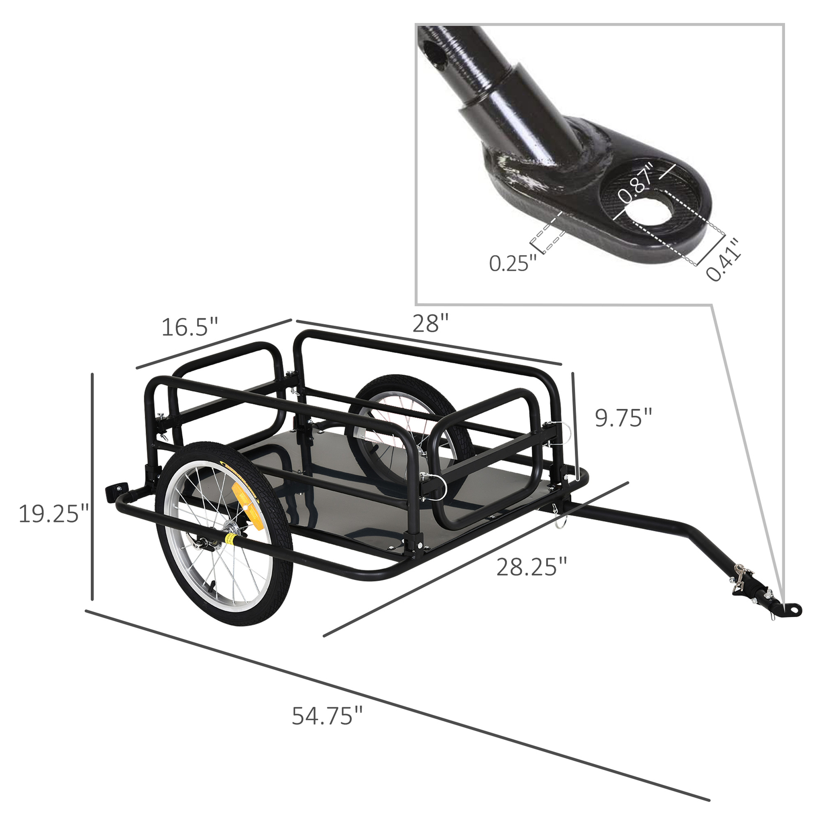 Foldable Steel Frame Bicycle Cargo Trailer Luggage Cart Carrier 88lb Hauler