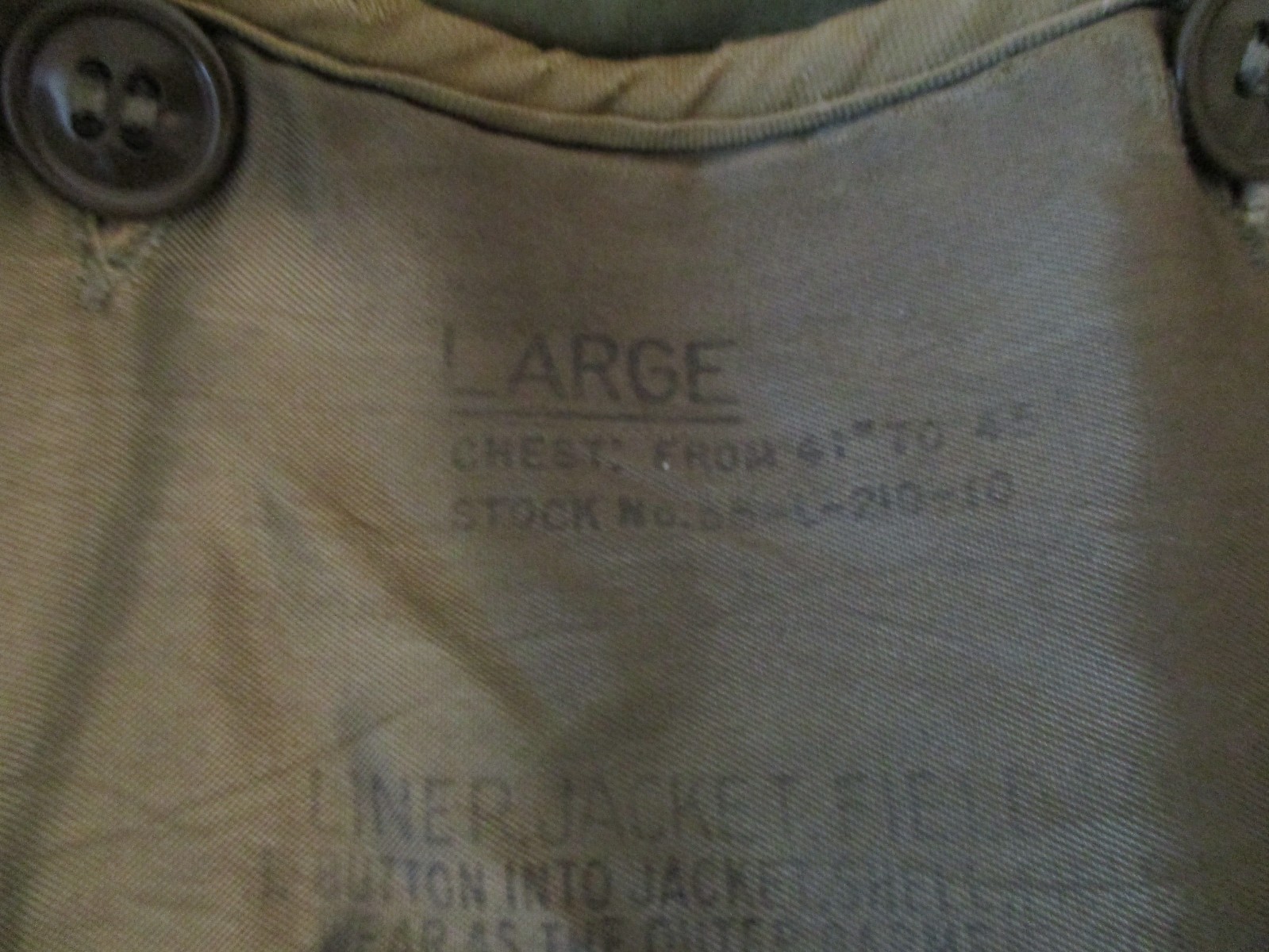 VINTAGE KOREA ISSUED HEAVY FIELD JACKET - SHELL (1952 Sz M) - LINER (1951 Sz L)