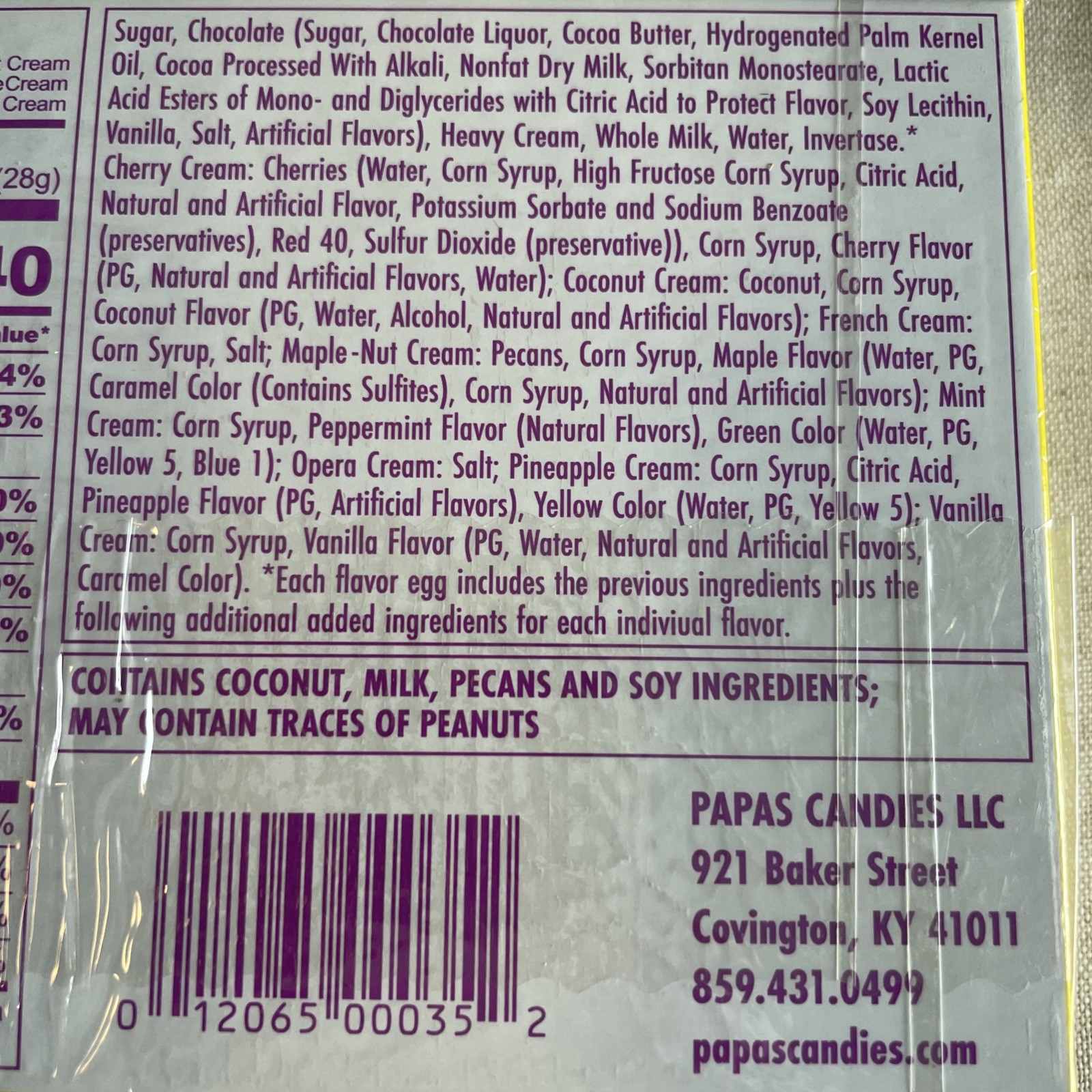 Papas Chocolate Covered Creme Eggs Assorted 6pk Easter Candy