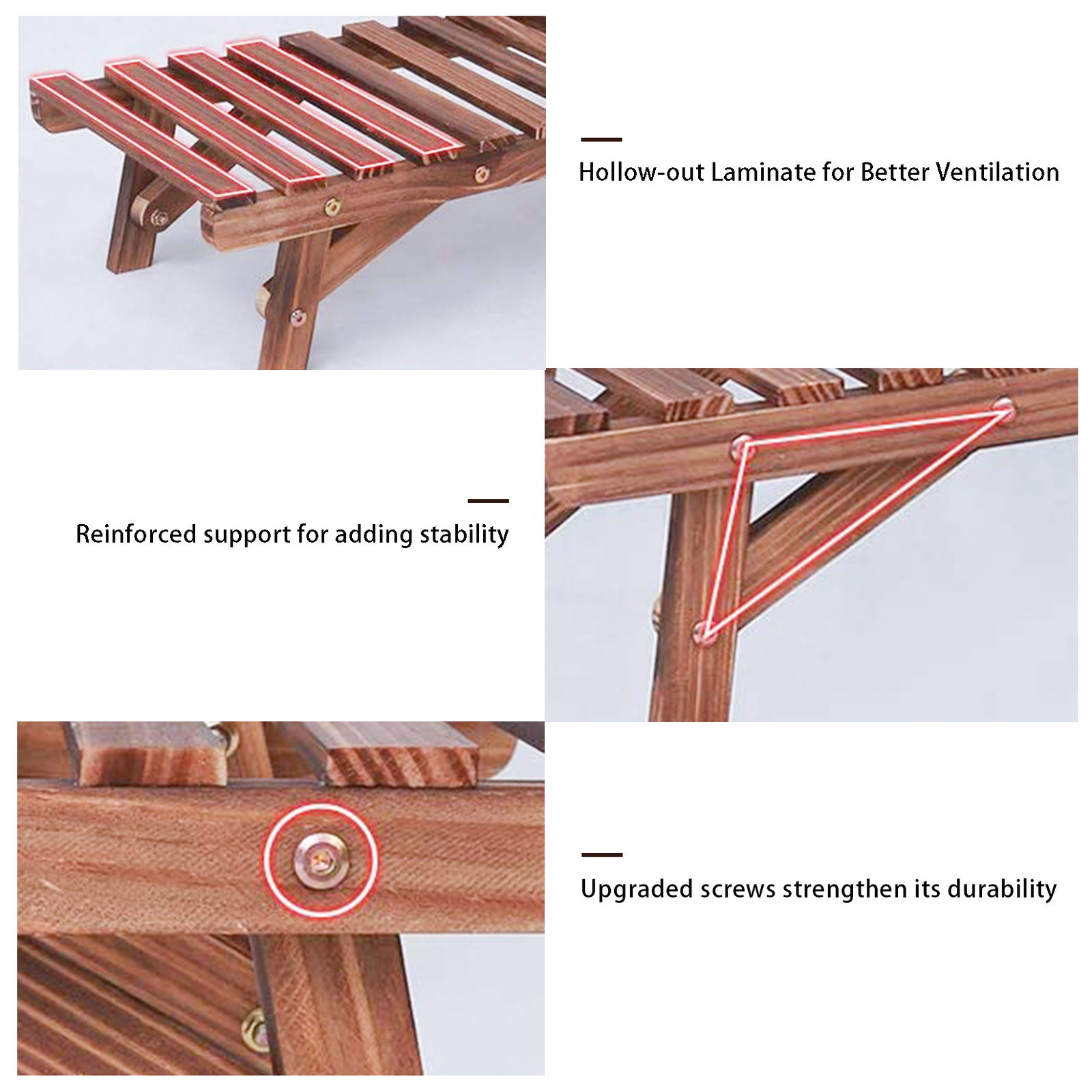 Large Wood Tier Shelf Flower Plant Display Stand Rack Freestanding Movable Bench