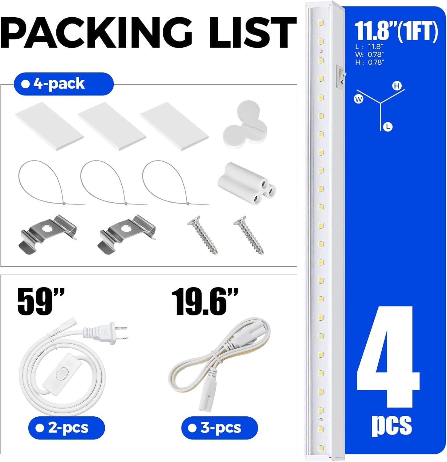 Barrina T5 LED Grow Light 5000K Full Spectrum Sunlight 1FT Plant Lamp 4 Packs