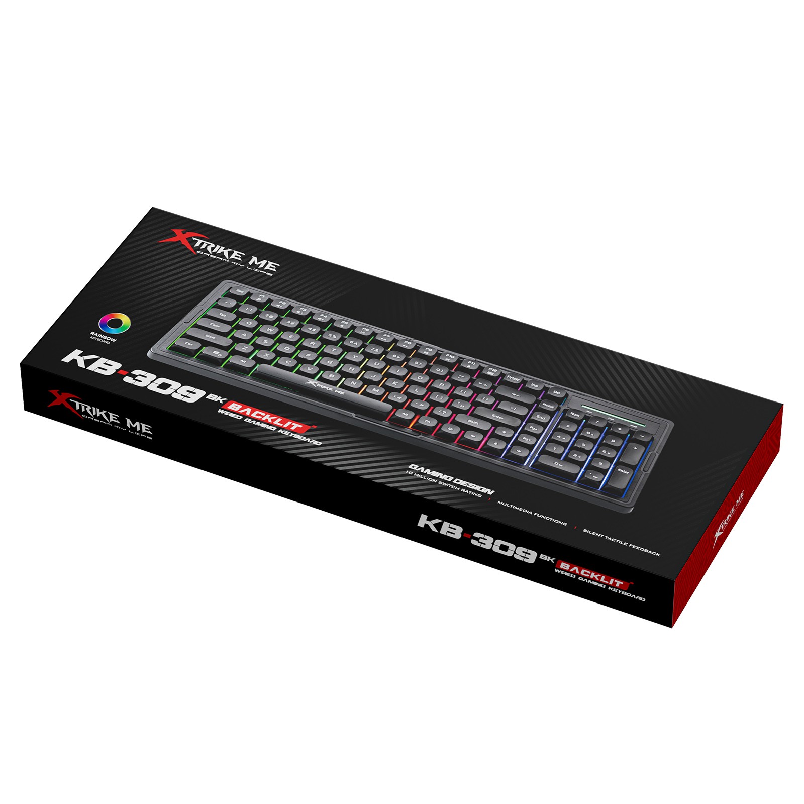 XTRIKE USB PC Wired Gaming Keyboard RGB Backlit 100-Key Silent Membrane Black