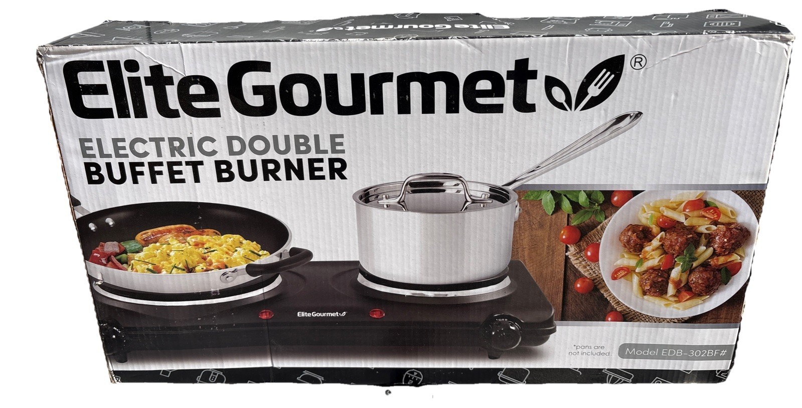 Elite Gourmet EDB-302BF Countertop Double Burner – 1500W Cast Iron Hot Plate New
