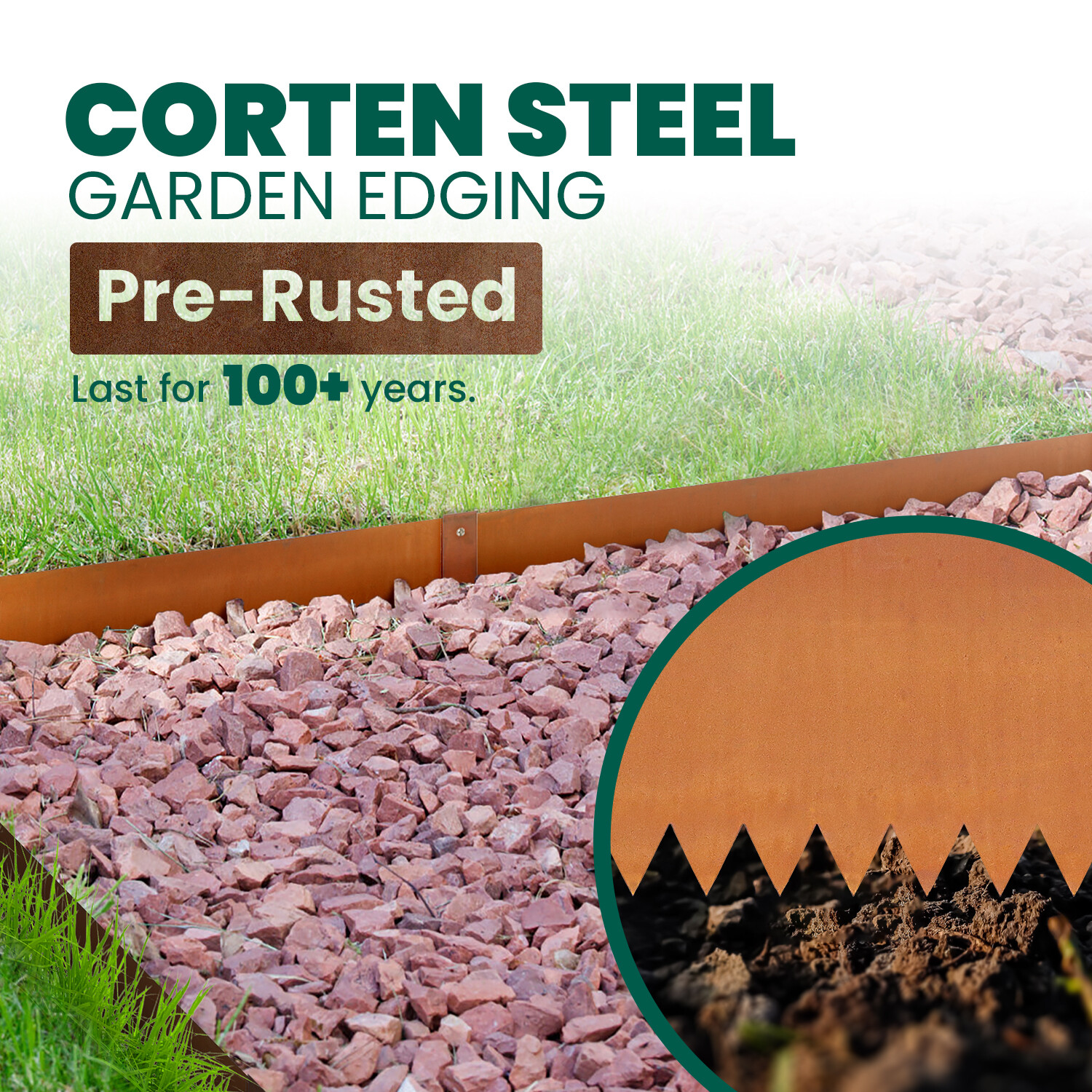6"H x 40"L x 12 packs Corten Steel Landscape Edging Metal Garden Edging for Yard