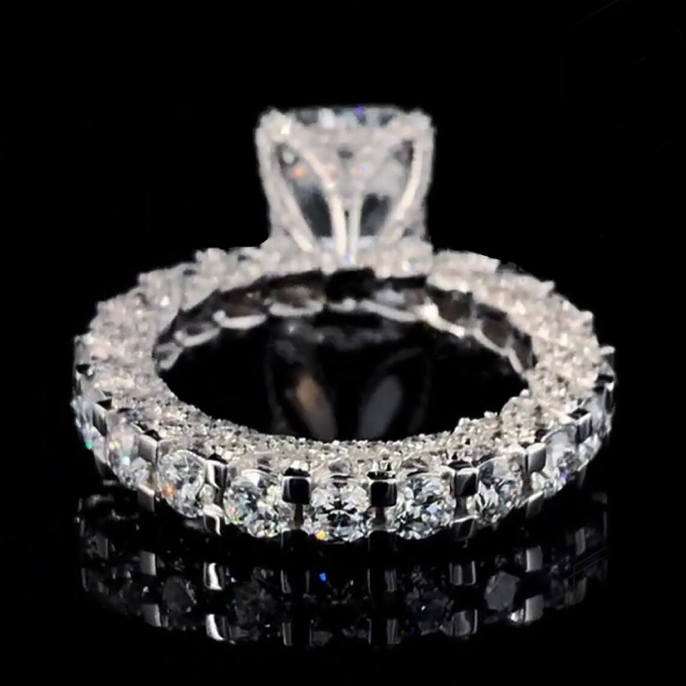 6.20 Ct Radiant Cut Diamond Wedding Ring in 14k White Gold IGI Lab Grown