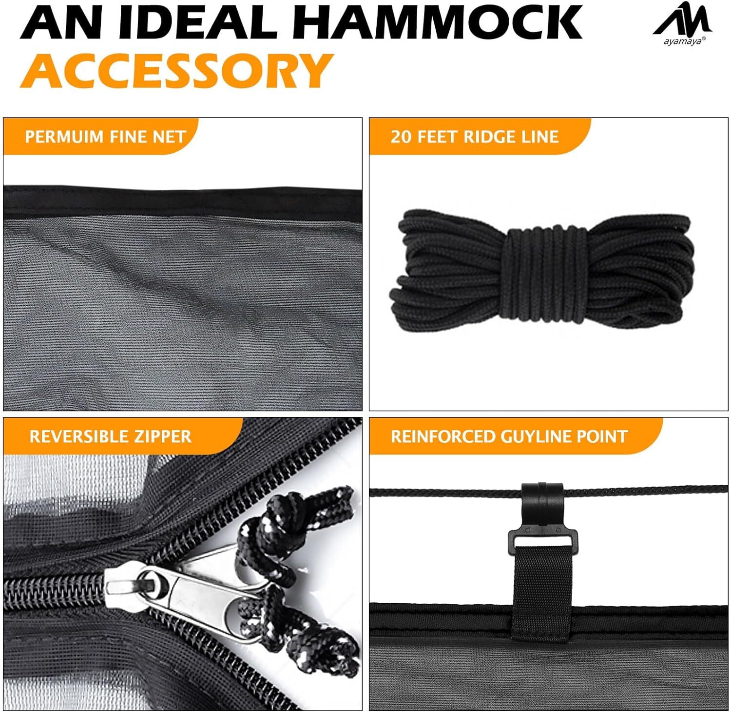 Hammock Bug Mosquito Net Portable Lightweight Netting Mesh Cover Double Zipper