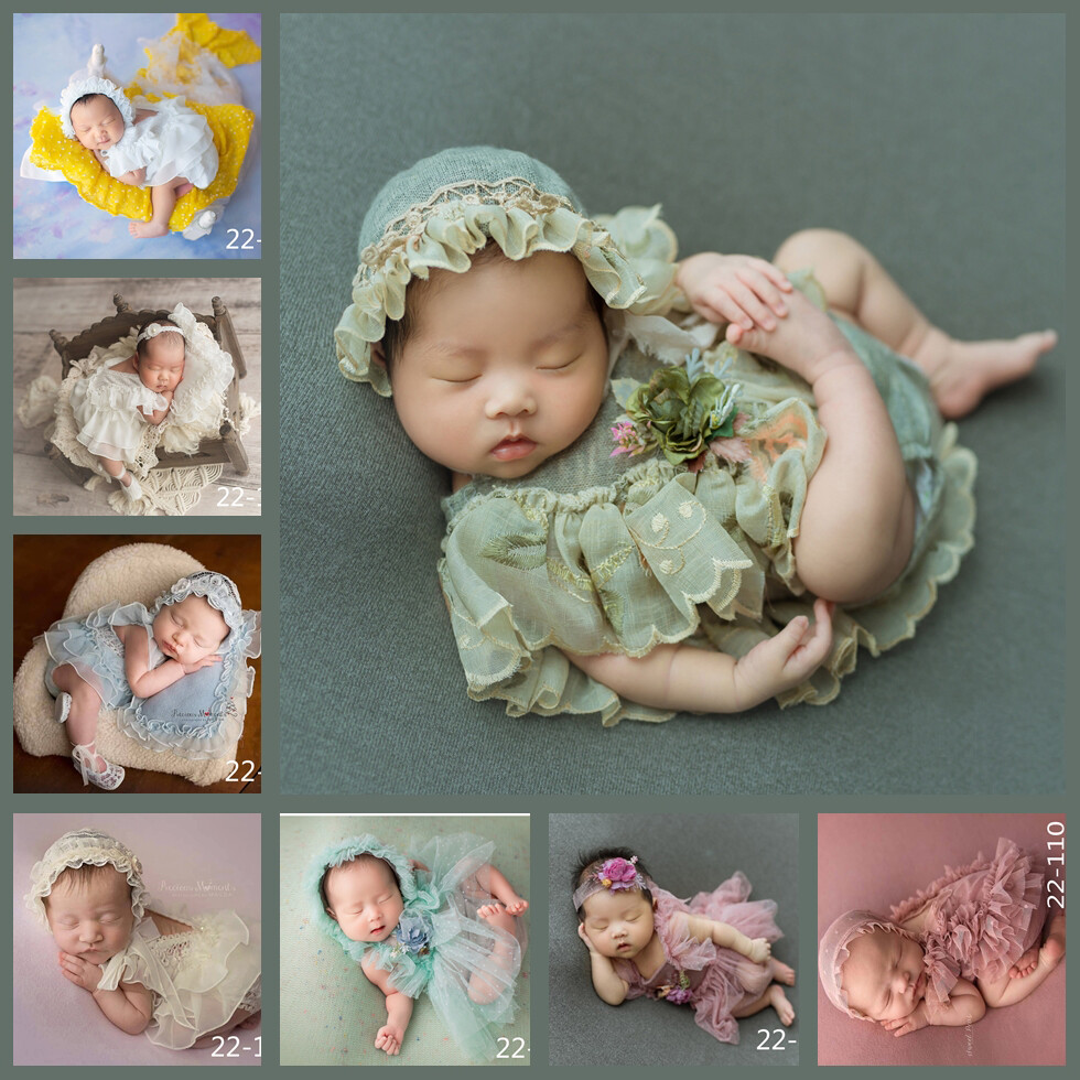 Newborn Studio Photo Shoot Photography Prop Baby Girl Lace Dress Pillow Hat Set