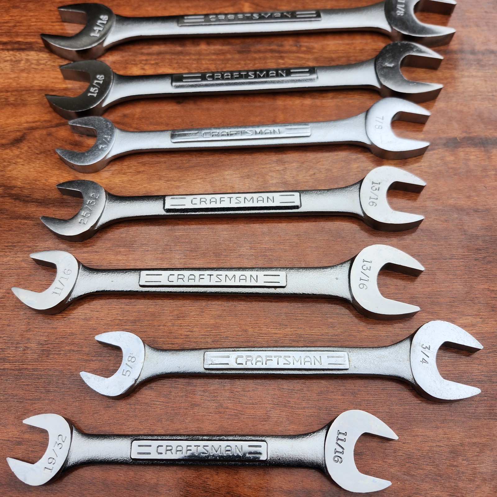 Craftsman SAE Double Open Wrench Set USA 1/4" to 1-1/8" - 10 Pcs Like New W Rail