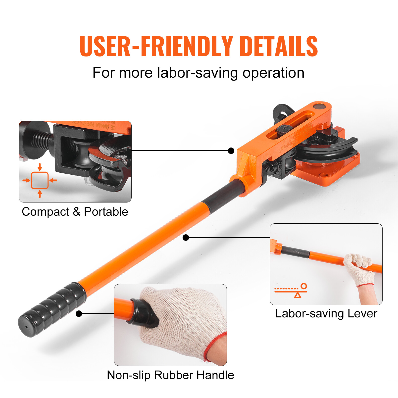 VEVOR Manual Pipe Tube Bender 3/8" to 1" OD with 7 Dies 180° Bending Tools