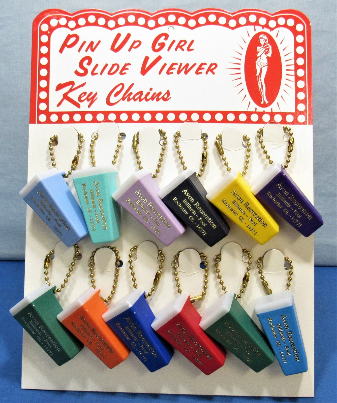 Pin Up Girls  ~ Elvgren Slide Viewer Key Chains + Store Display 1950’s