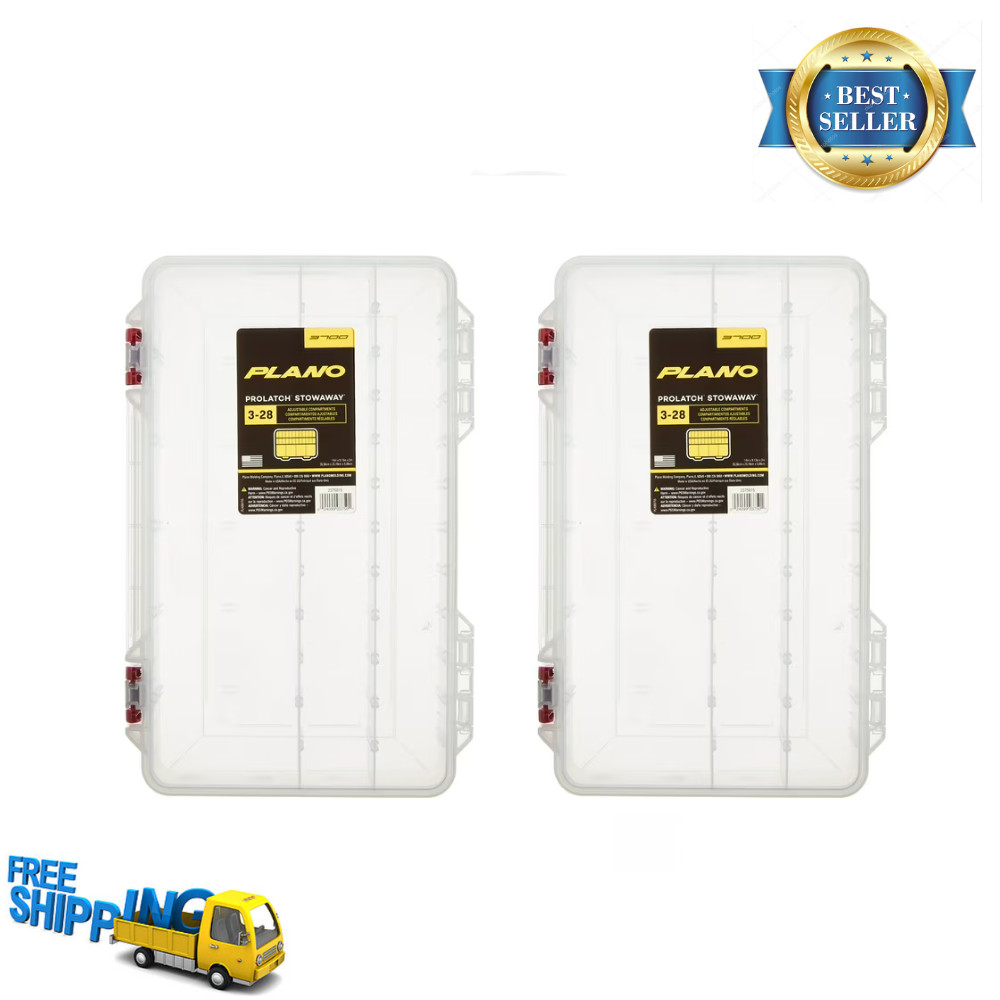 Plano Pro Latch Stowaway Large Clear Organizer Tackle Box, Large, Clear, 2 Pack