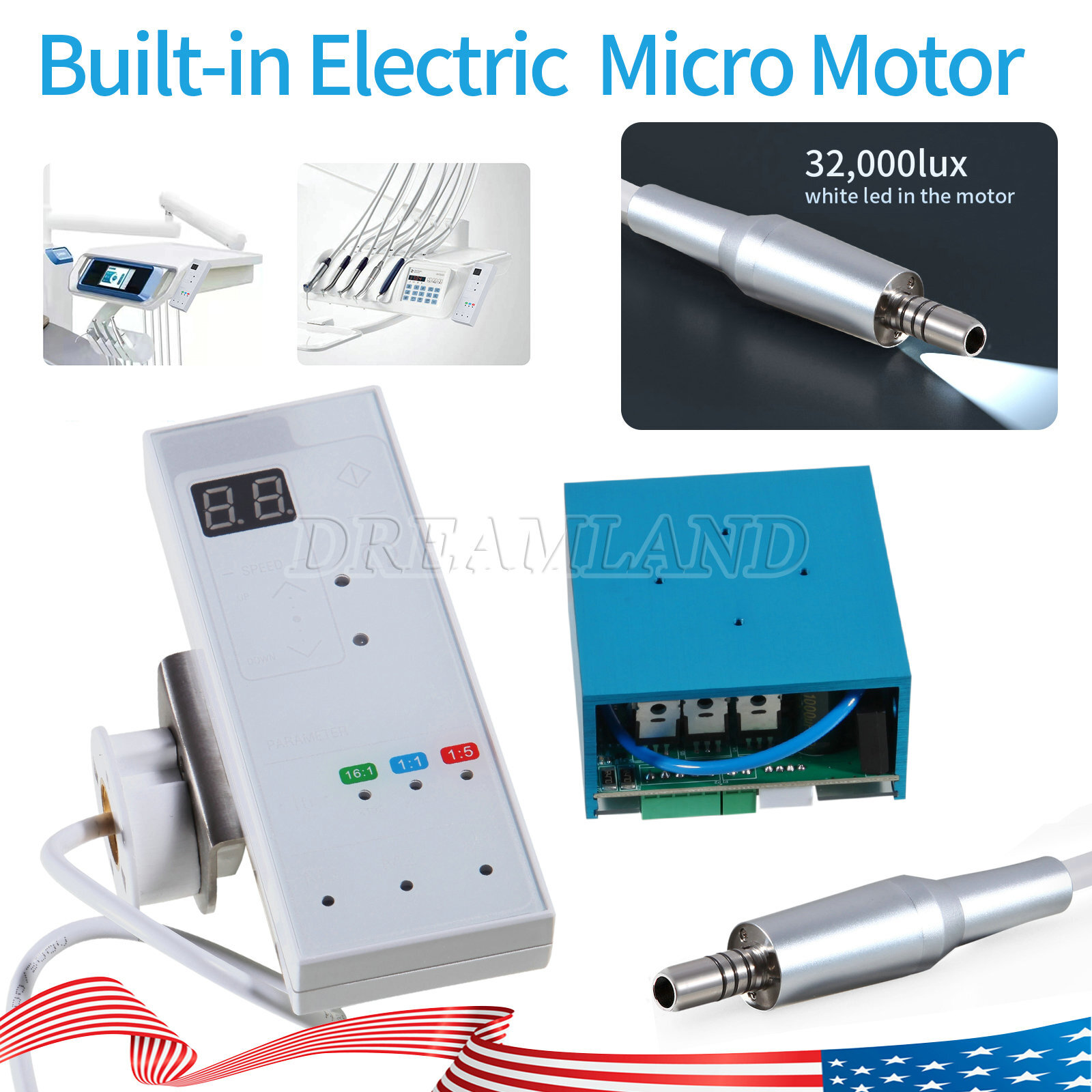 Dental LED Built-in Brushless Electric Micro Motor Touch Button